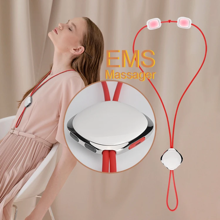 Hot-selling Portable Smart Massager Mini Electric Hot Pressed Pendant Necklace EMS Pulse Neck Massager Home office neck care Spa