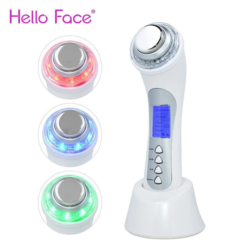 Koop 5 In 1 Ultrasone Huidverstrakking Thuisgebruik Devices3MHZ Cavitatie Machine Gezicht Photon Therapie Ion Galvanische Vet Brander Massager