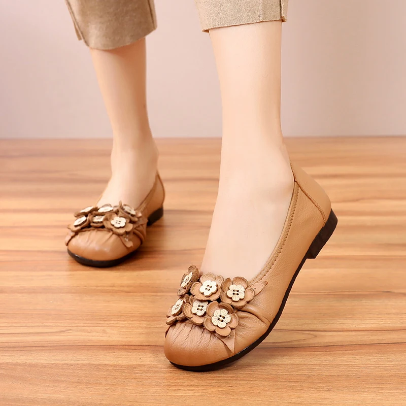 Женские туфли из натуральной кожи на плоской подошве повседневные Мягкие лоферы