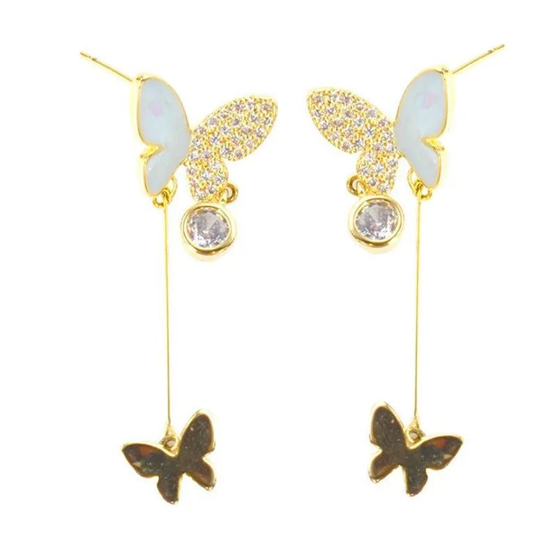 

2021 Korean New Sweet Lady Butterfly Earrings Fashion Temperament Versatile Long Earrings Elegant Lady Jewelry