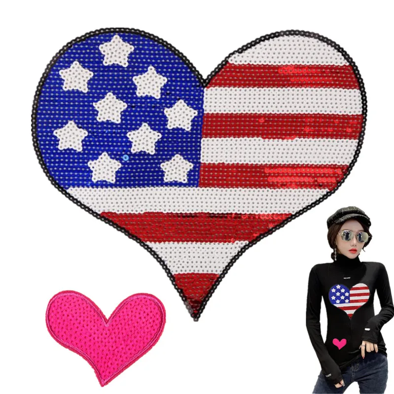 Аппликация для одежды аксессуары сердце звезды железные нашивки блестки