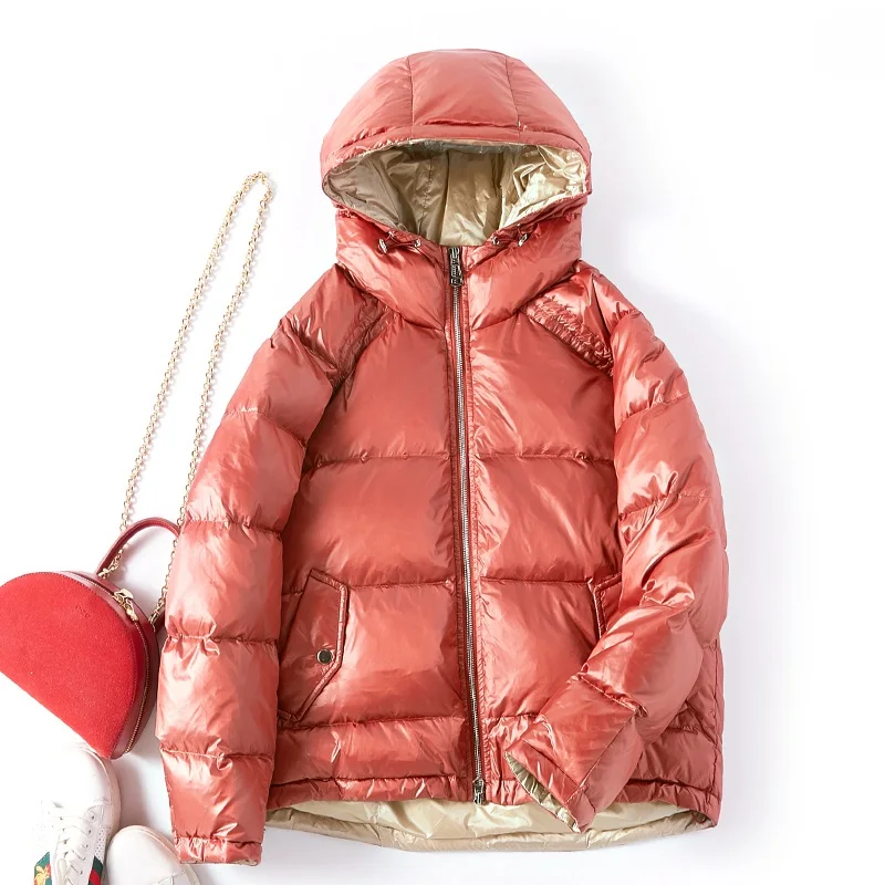 Женский теплый пуховик оверсайз Thcker на утином пуху с капюшоном F73 for 20|Женские