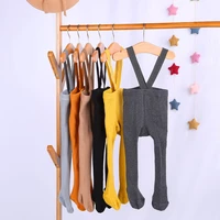 new cotton soft breathable infant kids suspender pantyhose spring baby girls boys cute solid high waist bandage overall leggings