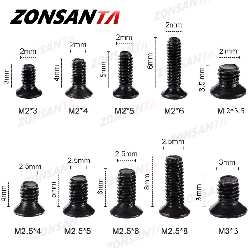 Набор винтов ZONSANTA, 500 шт., M2 M2, 5 M3, плоская головка ...