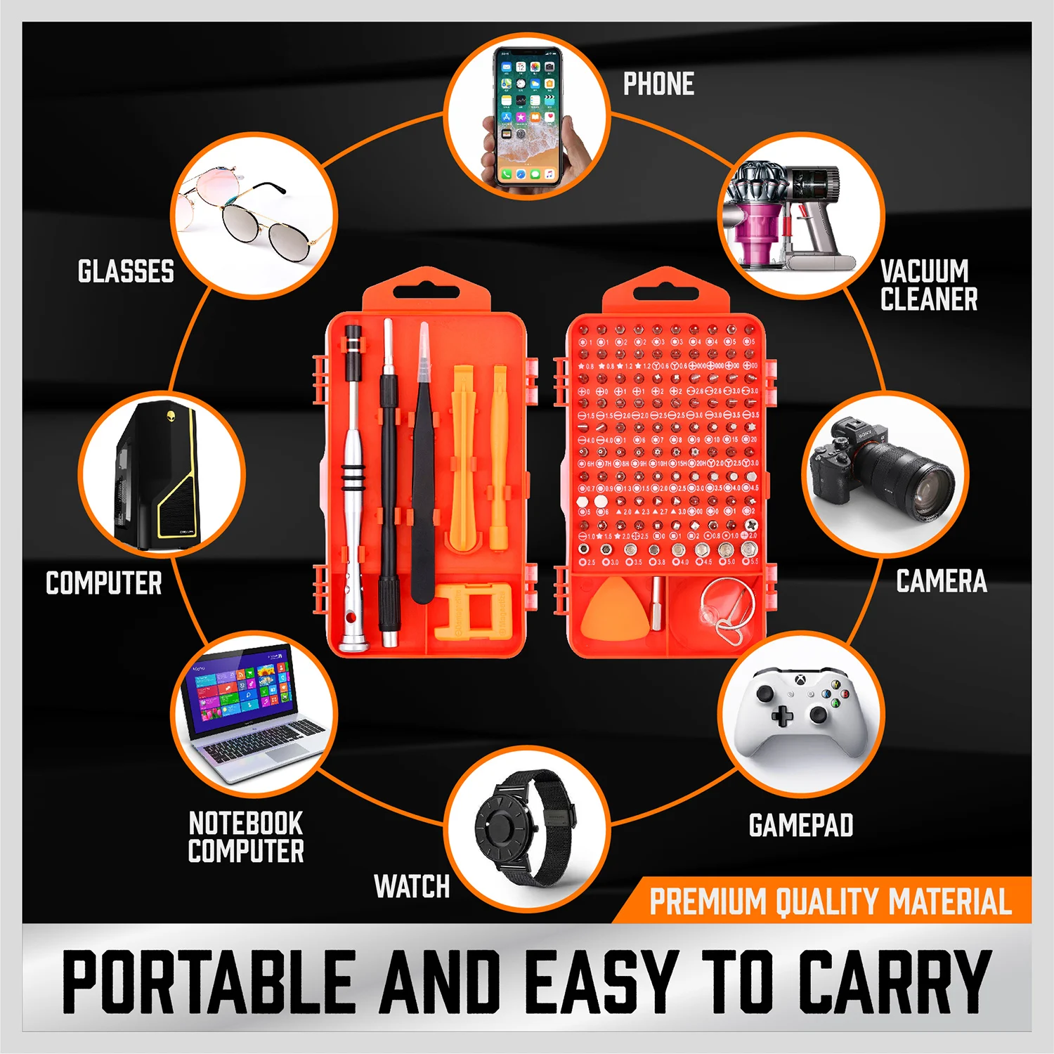 Набор прецизионных отверток 110 в 1 портативный и удобный переноске гибкий