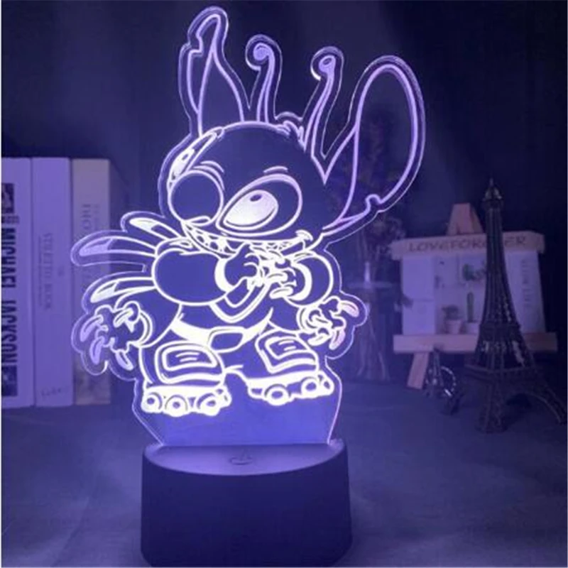 Мультяшный 3D светильник Disney акриловая светодиодная визуальная лампа Лило-Стич