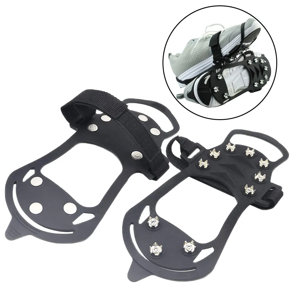 Нескользящие шипы для обуви 10 шипов унисекс зимних походов альпинизма