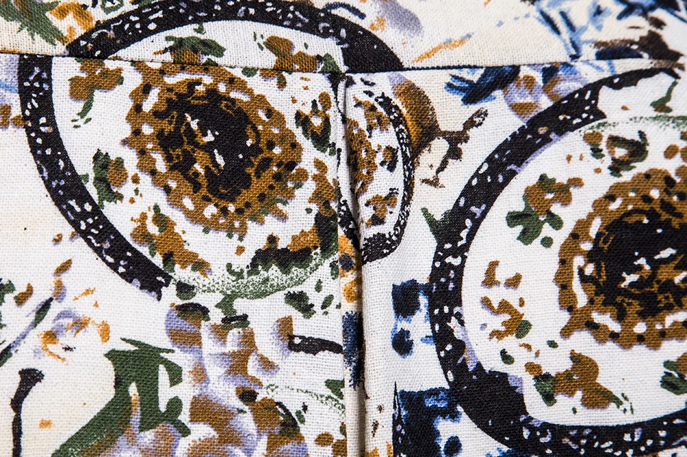 

Fashion Spring Autumn Casual Men Shirt Slim Fit Flower Print Linen Shirt Long-sleeved Shirts Male Floral Social Masculina S-2XL