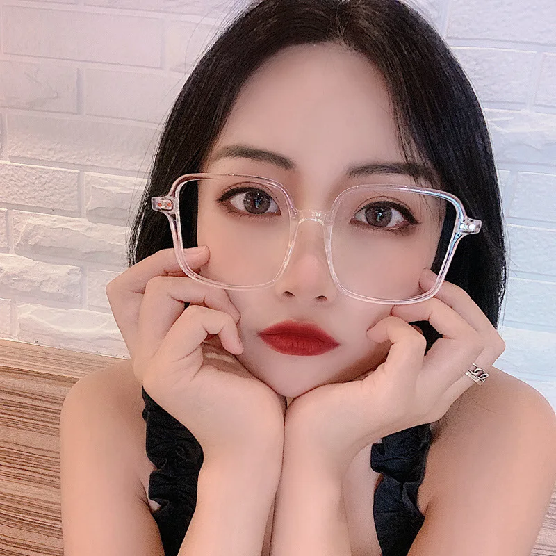 

Korean Fashion Glasses Big Frame Personality Flat Mirror Celebrity Street Shooting Square Student Anti-blue Glasses