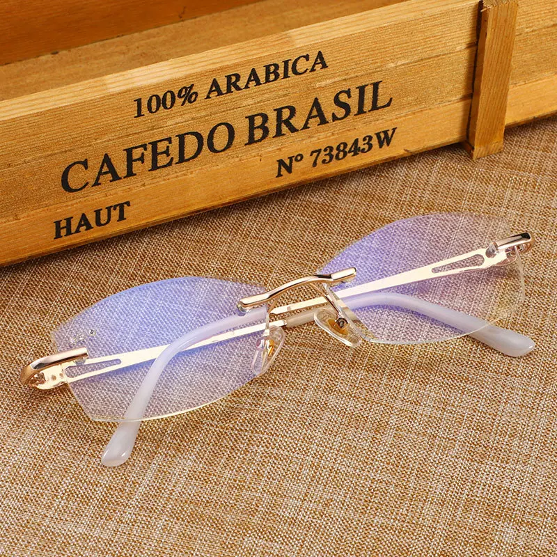 

Anti Blue Light Reading Glasses Women Fashion Rimless Diamond Decoration Hyperopia Glasses Frameless Beautiful Ladies Glasses