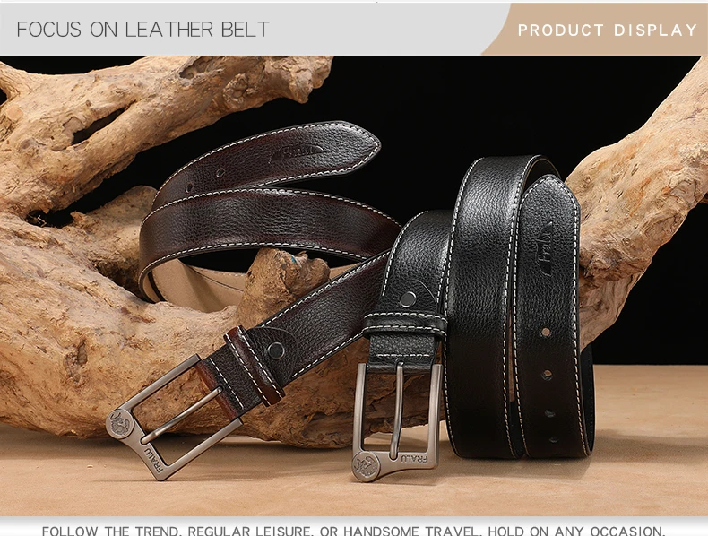 FRALU Men belt High Quality cow genuine leather luxury strap male belts for men new fashion classice vintage pin buckle