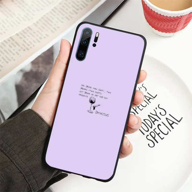

Aesthetics purple Doodles pattern Phone Case For Huawei honor Mate P 10 20 30 40 i 9 8 pro x Lite smart 2019 nova 5t
