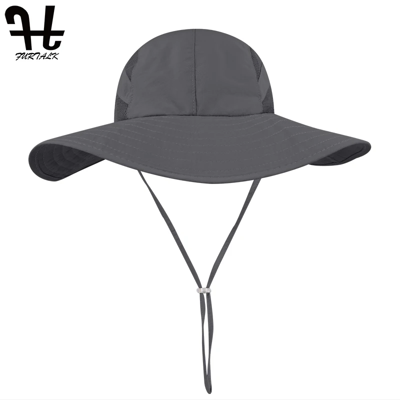 FURTALK летняя Солнцезащитная шляпа Женский хвостик пляжная с широкими полями