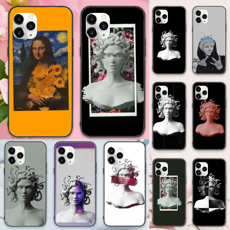 

Medusa David Mona Lisa Phone Case for iPhone 11 12 mini pro XS MAX 8 7 6 6S Plus X 5S SE 2020 XR Luxury brand shell funda