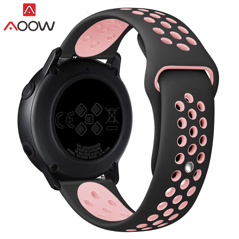 20 мм силиконовый ремешок для часов samsung Galaxy Watch Active 42 мм gear S2 Amazfit bip дышащие отверстия резиновый браслет ремешок
