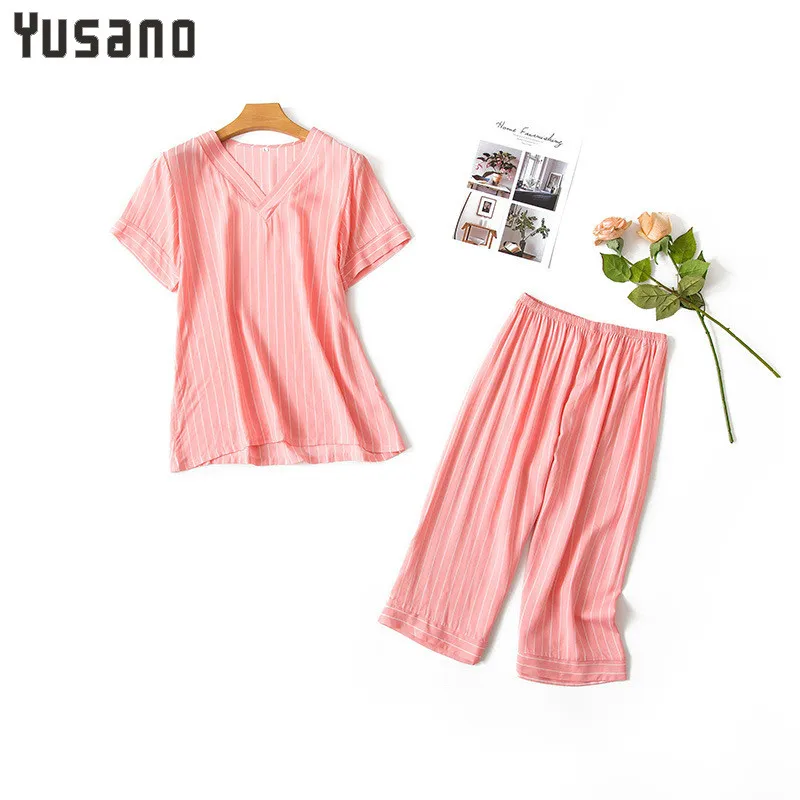 Пижамный комплект сезон весна-лето женские хлопковые пижамы костюм с круглым