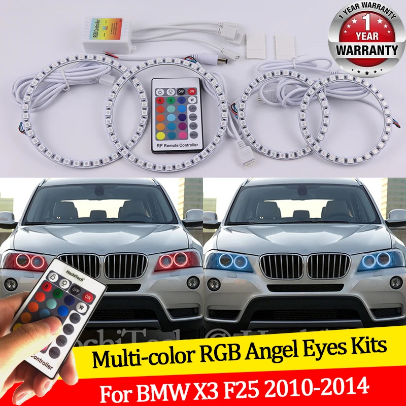 For BMW X3 F25 2010 2011 2012 2013 2014 xenon headlight 16 colors RGB Angel Eyes LED Halo Rings RF Wireless Control DRL