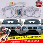 Для BMW X3 F25 2010 2011 2012 2013 2014 Ксеноновые фары 16 цветов RGB ангельские глазки светодиодсветодиодный гало кольца RF Беспроводное управление DRL