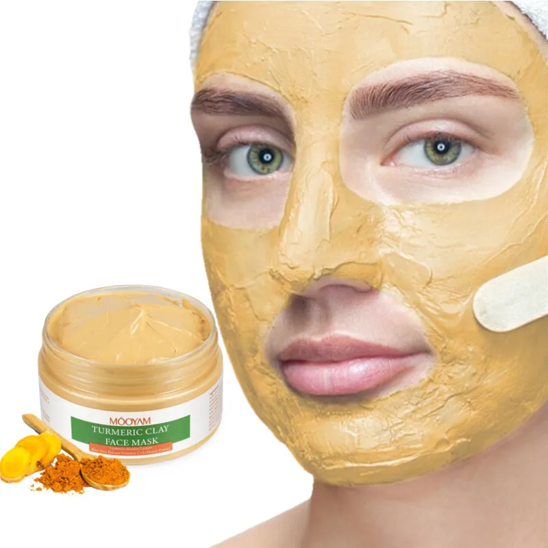 

100G Anti Acne Tumeric Mud Mask Beauty Facial Cleansing Blackheads Skin Care Brighten Tone Vitamin C Turmeric Face Clay Mask