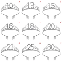 30 40 50 birthday party decorations adult crystal rhinestone tiara princess crown hairbands accessories happy 30 year decoration