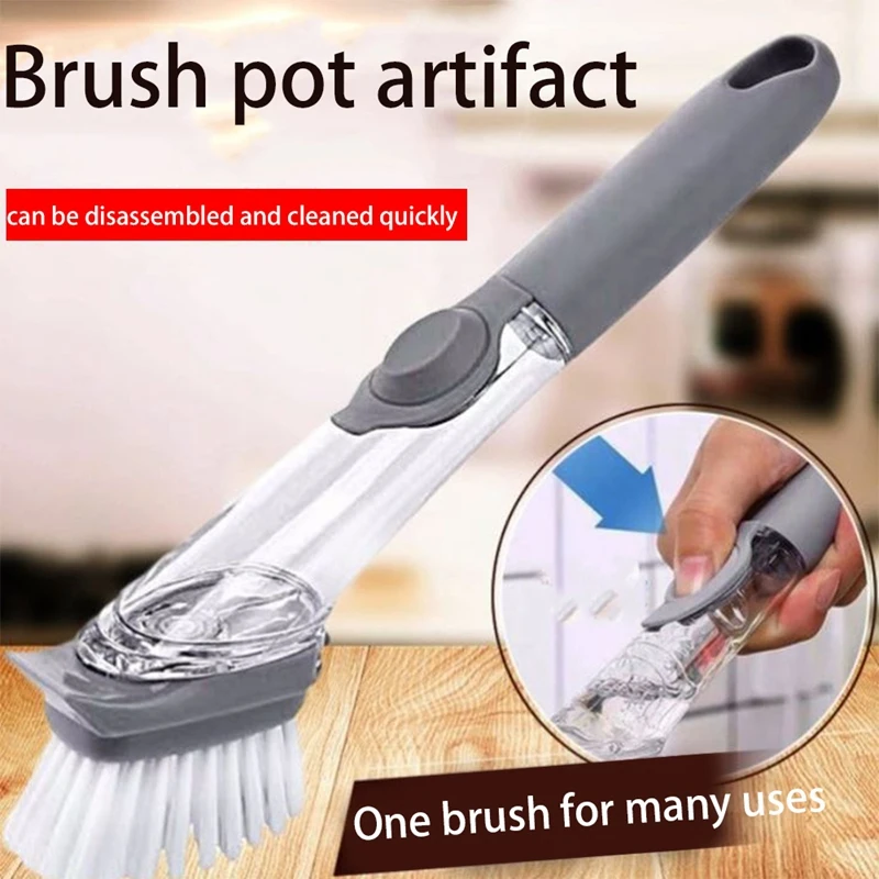 

Kitchen Wash Dishes Brush Pot , Multi-Functional Does Not Dae Pot Long Handle Sponge Automatic Liquid Filling