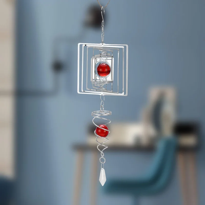 

3D Silent Rotating Stainless Steel Wind Chime Hollow Wall Hanging Ornament Decor