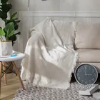 Вязаное одеяло для дивана и кровати, декоративное покрывало с бежевой нитью, покрывало на диван для детей и взрослых, зимнее покрывало