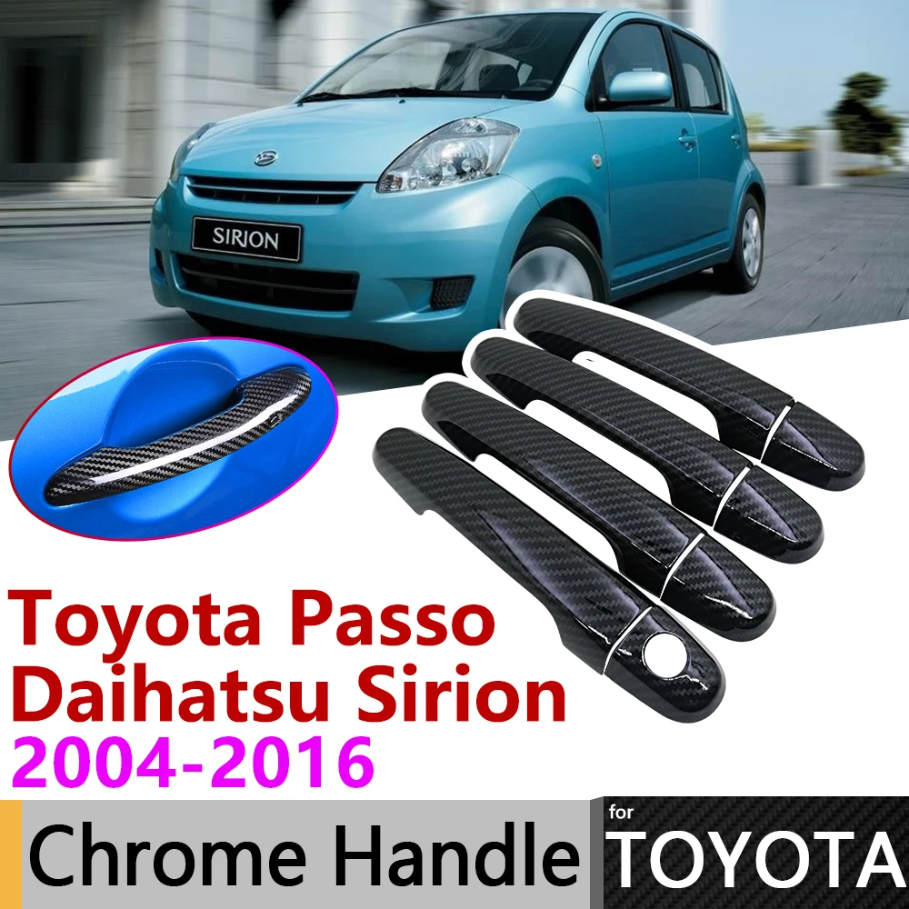 Черная крышка ручки двери из углеродного волокна для Toyota Passo Daihatsu Sirion Boon M300 M600 2004 ~