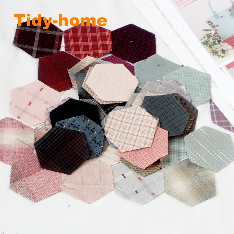 50 шт./лот Шестигранная окрашенная в пряжку ткань стиле пэчворк Длина по бокам 3 8