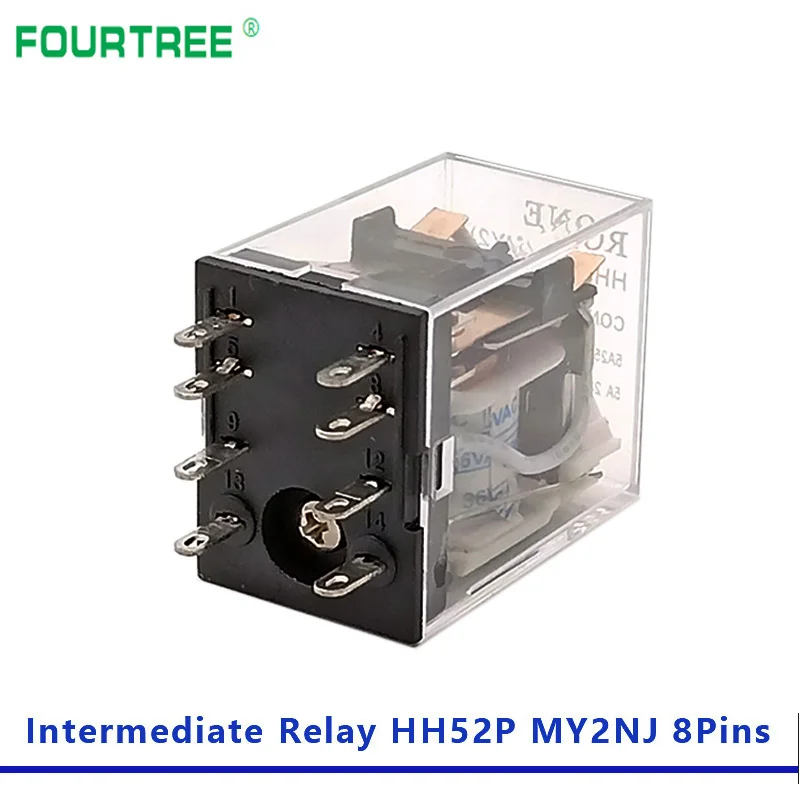 5Pcs Intermediate Relay HH52P MY2NJ Coil General DPDT Mini Electromagnetic Switch With LED 8 Pins AC 110V 220V DC 12V 24V - купить по