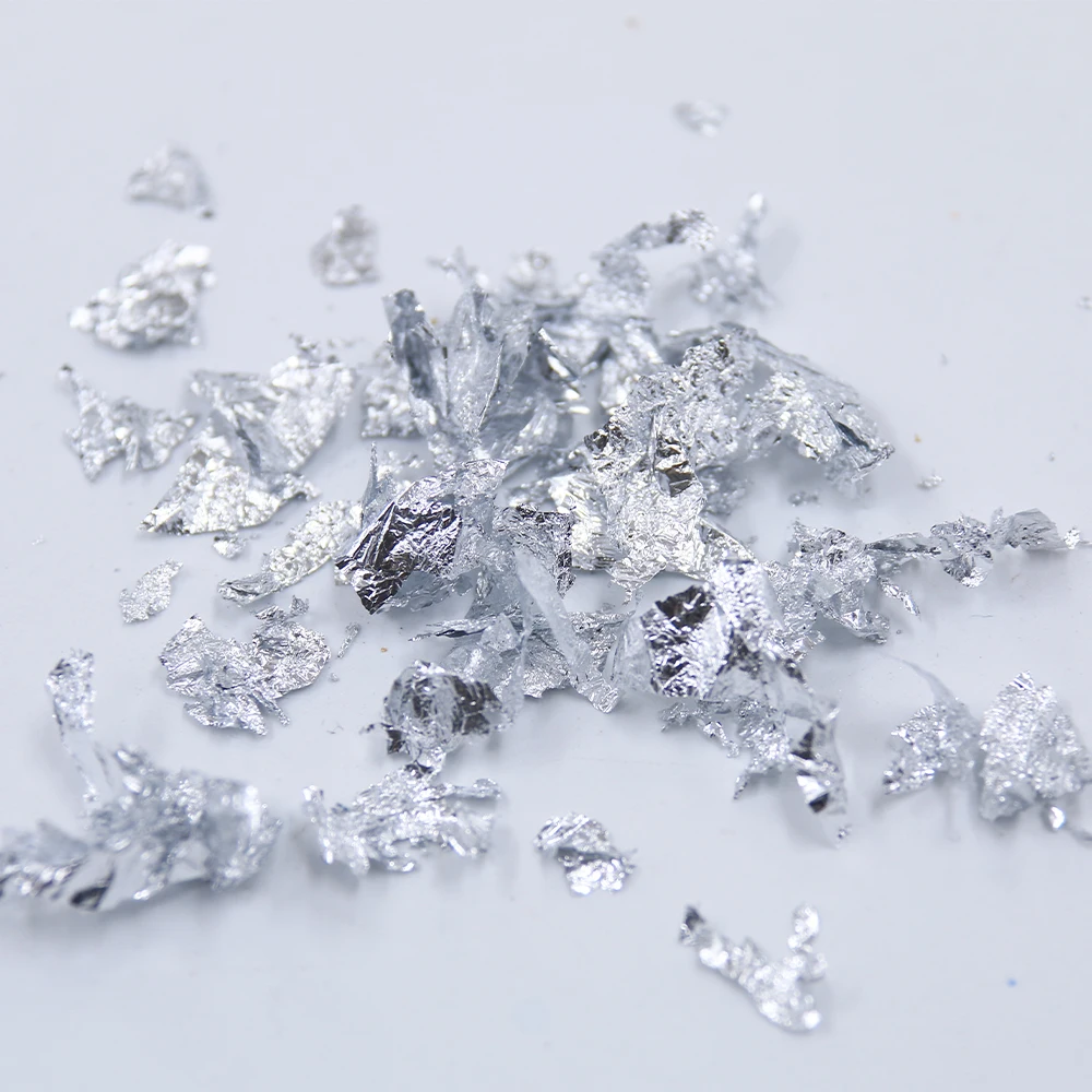 2 г серебряные хлопья листьев золочение для искусства украшения ногтей Живопись