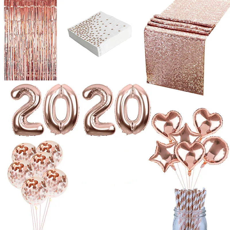 2020 розовая Золотая скатерть свадебное украшение стола Алюминиевая Пленка