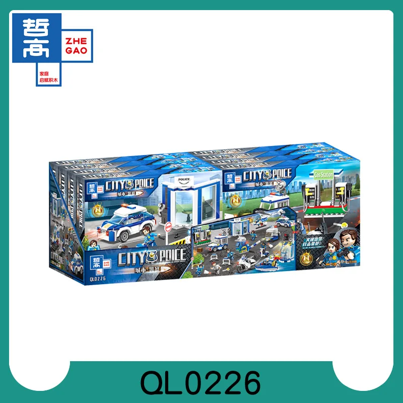 

QL0226 city police series four-in-one children's educational assembly building block toy