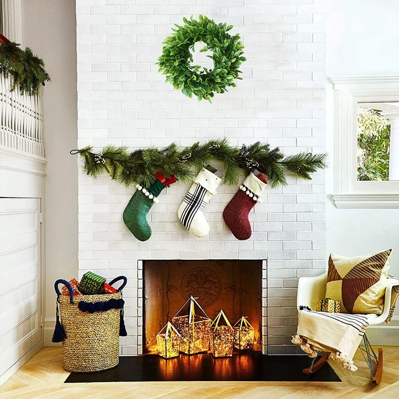 Искусственный Мини венок из самшита с зелеными листьями для дома и улицы зеленый