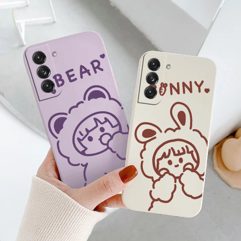 Lively Bear Girl Phone Case For Samsung Galaxy S21 S20 FE S10 Note 20 10 Ultra Plus A72 A52 A42 A32 A71 A51 A41 A31 A21S Cover