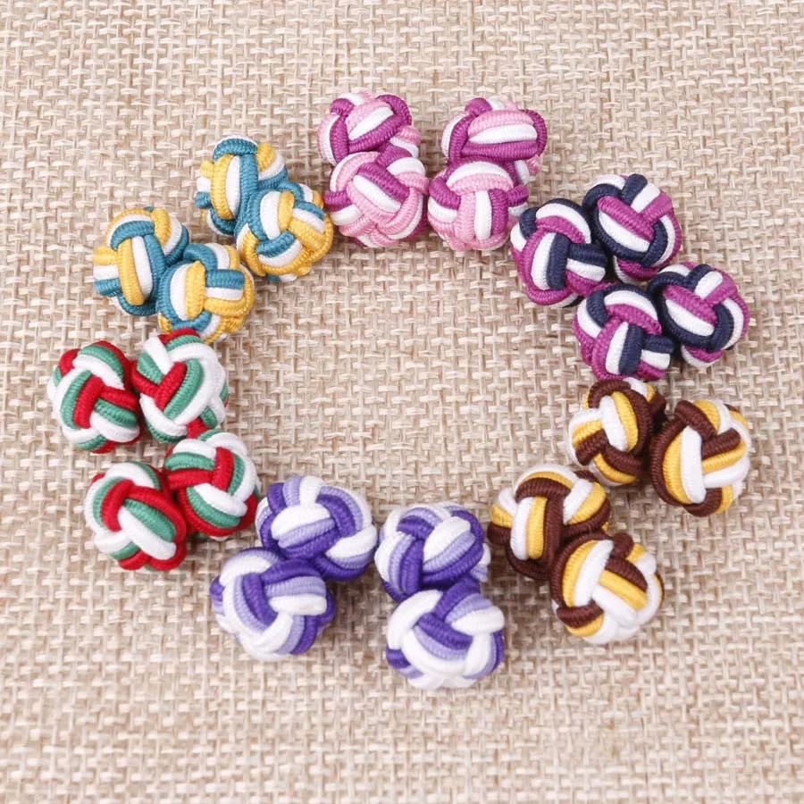 Linbaiway запонки Шелковый узелок Для мужчин классический двойной веревка шарик в