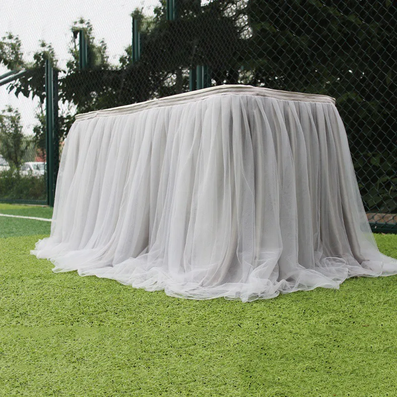 

Tutu Tulle Table Skirt Elastic Mesh Tulle Tablecloth Tableware Dining Table Decoration For Wedding Party Home Textile Accessorys