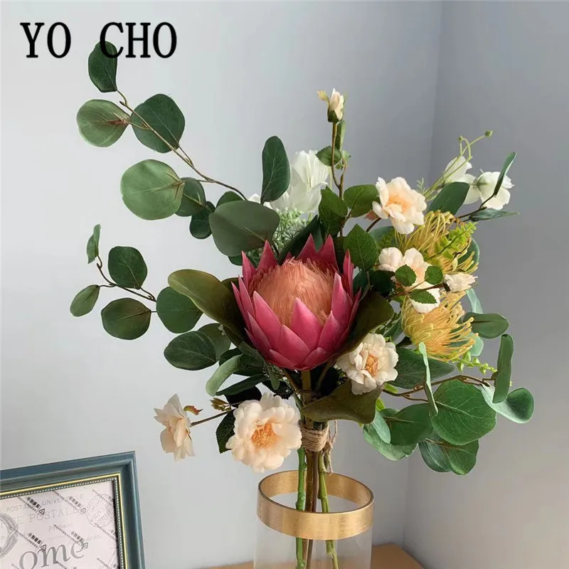 YO CHO букет из искусственных шелковых цветов Protea Cynaroides смешанных больших сделай