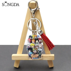 Anime Acrylic Tassel Keychain Cute Q Version Character Itachi Figure Pattern Keyring Bag Car Pendant Fan Unisex Accessories Gift