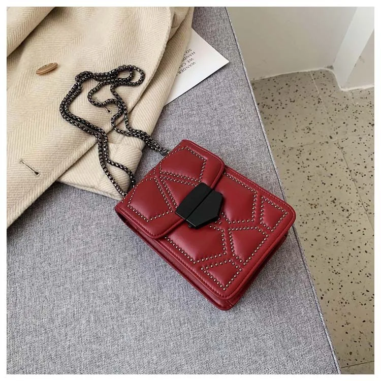 

2021 Pu Leather Ladies Black Crossbody Bags Fashion Small Messenger Chain Bag For Women Designer Luxury Woman Summer Shoulder