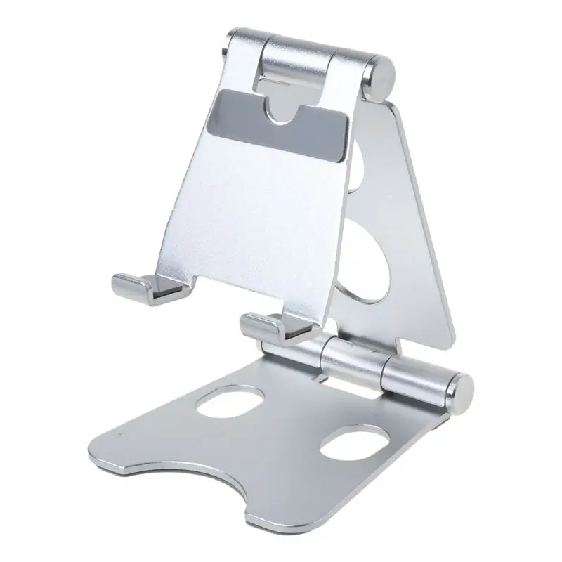 Silver-Large size Алюминиевый сплав двойной складной настольный поворотный стенд для планшета держатель для мобильного телефона кронштейн для iPhone для iPad для мобильных телефонов - Цвет: Silver-Large size