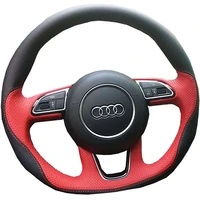 diy hand sewn steering wheel cover for audi tt a1 a2 a3 a4 a5 a6 a7 a8l q1 q2 q3 q4 q5 q6 q7 leather suede grip cover