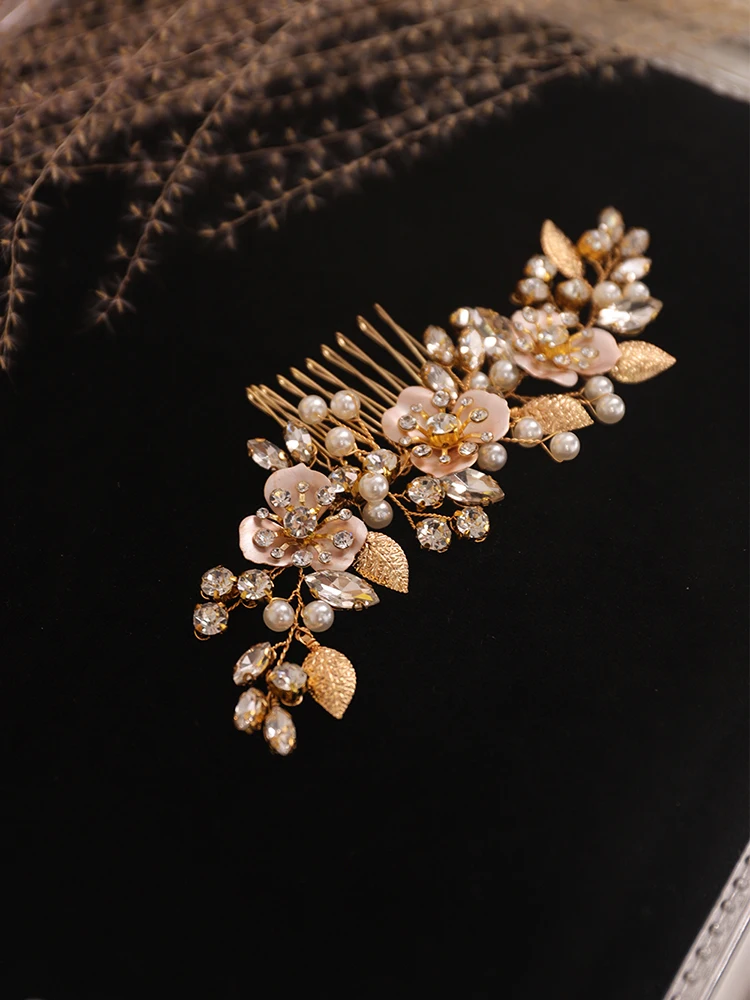 Женская Винтажная заколка для волос Золотая тиара с цветочным орнаментом