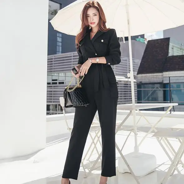 Комбинезон с длинным рукавом на шнуровке и комбинезоны черный зубчатый для