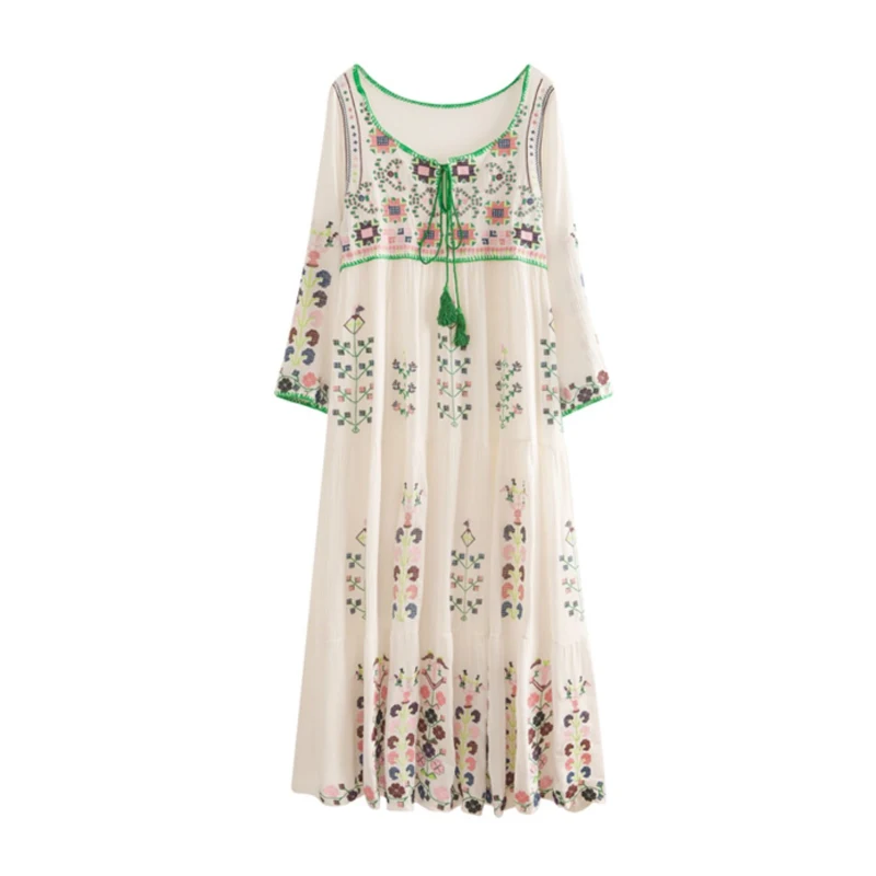 Новое летнее богемное туристическое праздничное пляжное платье с вышивкой в