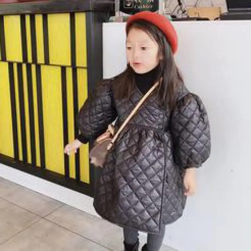 Детское платье с V-образным вырезом платья рукавами-фонариками для девочек