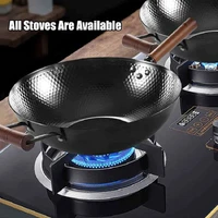handmade iron pot 34cm frying pan uncoated health wok honeycomb non stick pan gas stove induction cooker universal iron wok