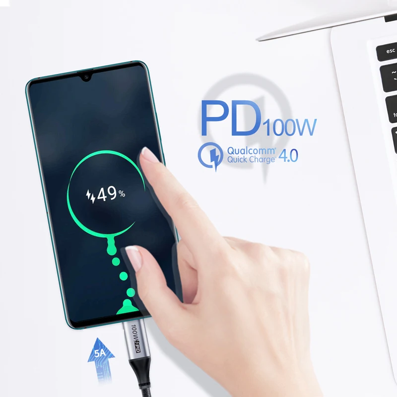 Кабель USB Type C для Huawei Mate 30/20 pro сверхзарядный кабель Macbook Air C299 100 Вт|Кабели