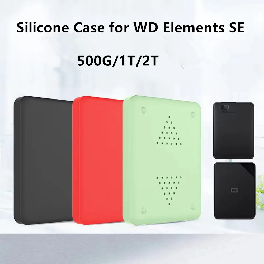 

2022 Soft Silicone Cover Protect Sleeve Skin PSSD Case for WD Elements/SE Hard Drive 500G/1T/2T