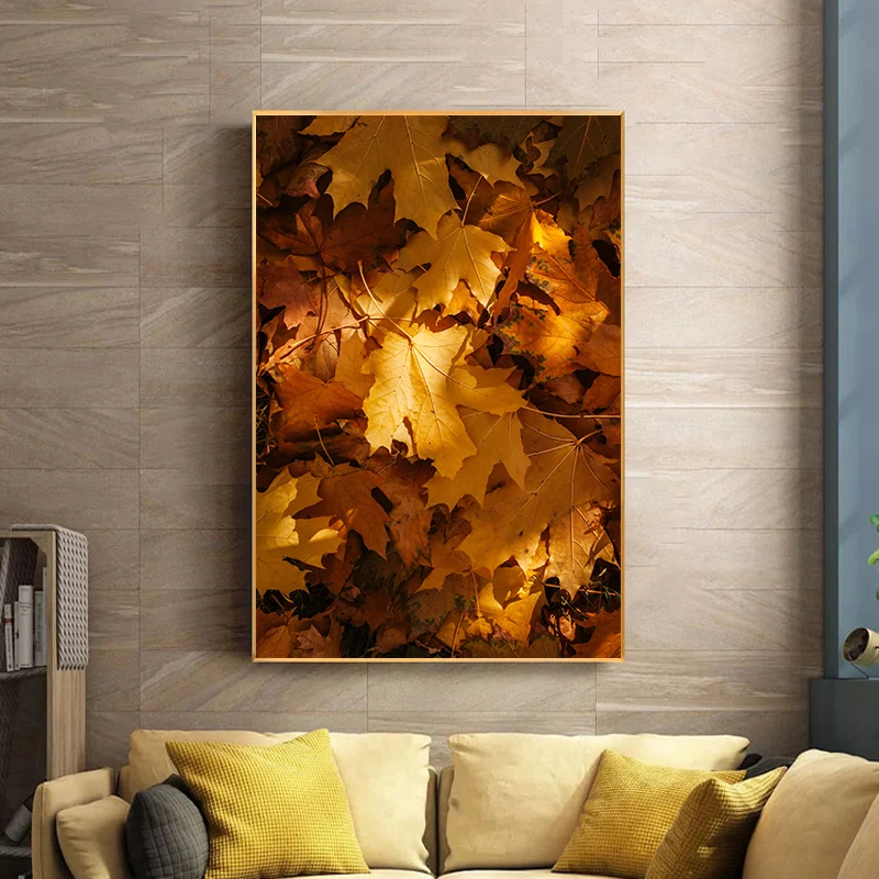 Осенний пейзаж Картина кленовый лес выпадающий плакат на холсте принты